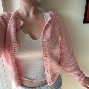Pink Button-Up Cardigan